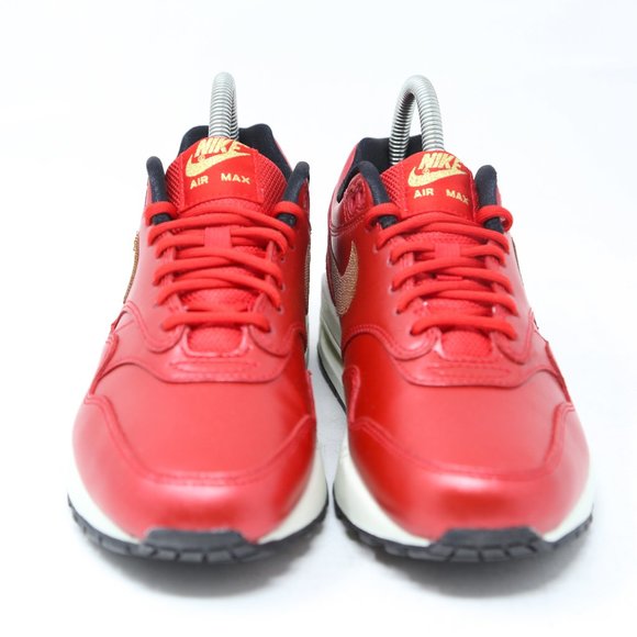 Nike Air Max 1 Womens Red Gold Sequin Leather 95 - Picture 5 of 11